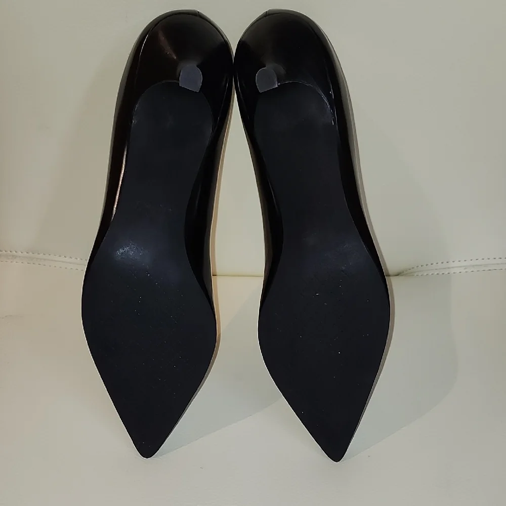 Coach Black Patent Pointed-Toe Kitten Heel Pumps - Picture 6 of 11